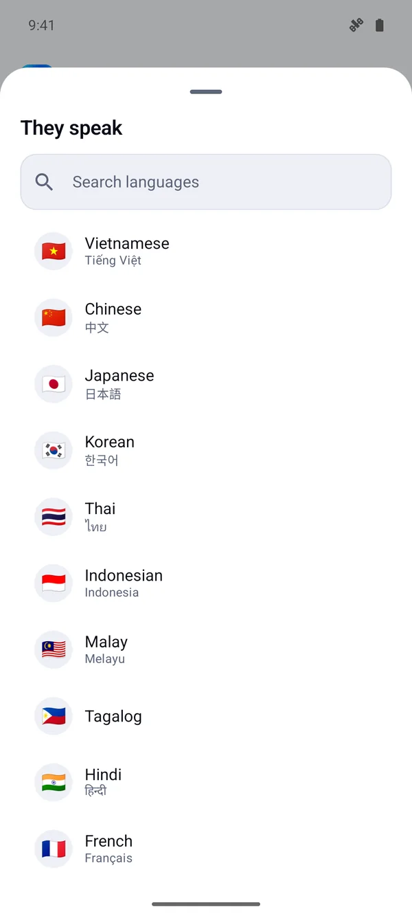 Choosing a language on Android