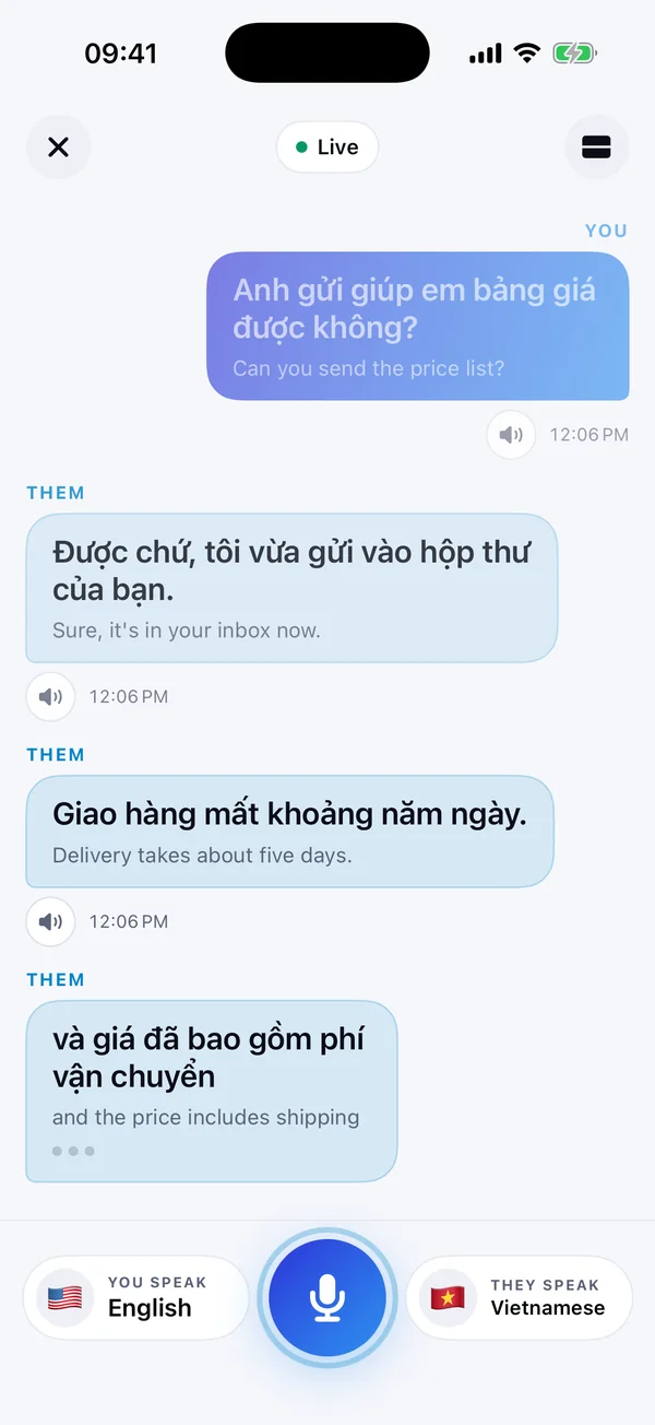 A conversation in two languages